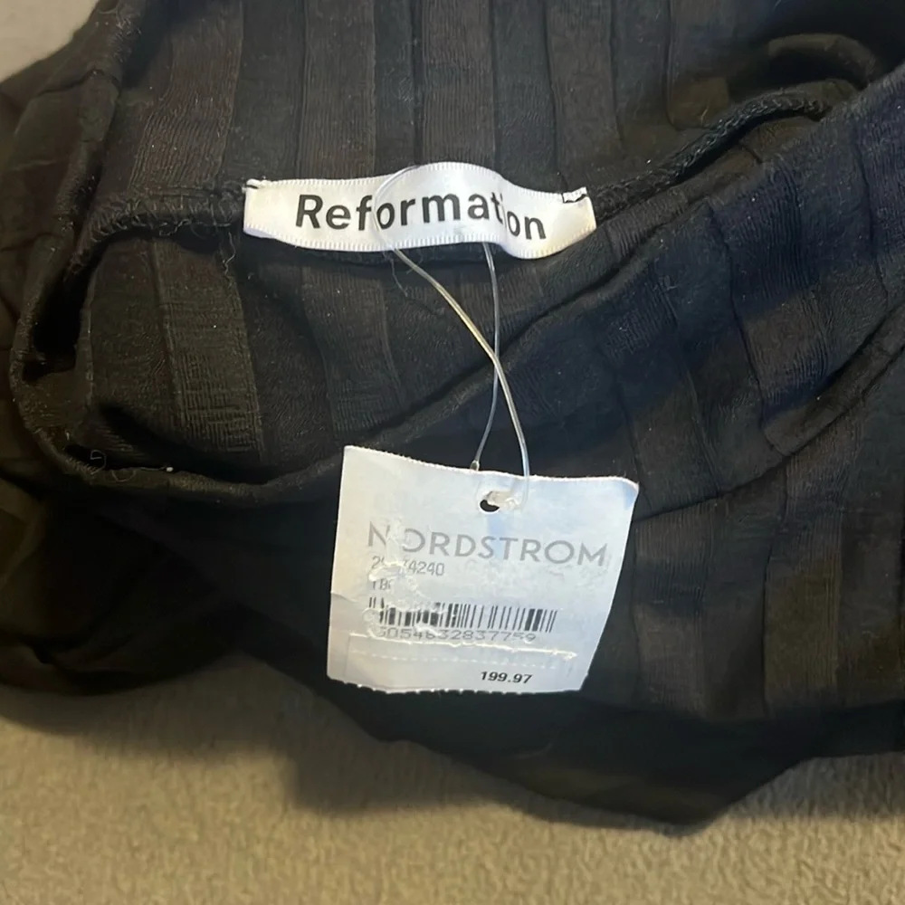 Reformation Black Stripped Material Dress - NWT - Picture 5 of 7
